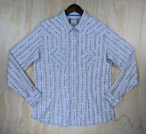 Panhandle Rough Stock Women's Large Western Pearl Snap Shirt Striped Stretch